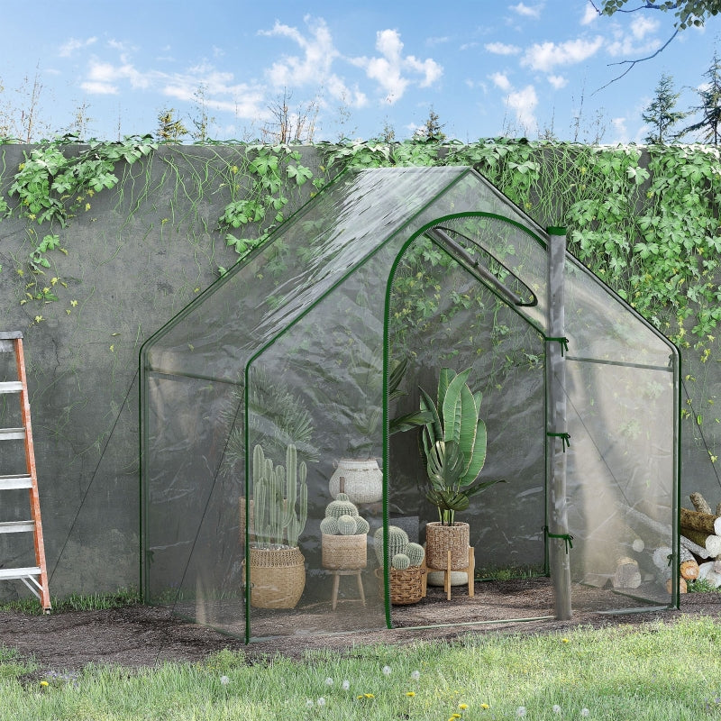 Outsunny Walk In PVC Greenhouse Garden Outdoor Flower Planter Steel Frame w/Zipped Door 180 x 100 x 168CM