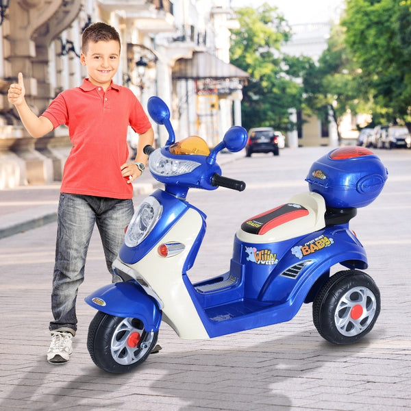 HOMCOM Electric Ride on Toy Tricycle Car-Blue