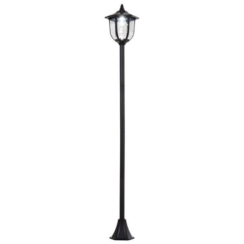 Outsunny 1.77m Tall Free-Standing ABS Garden Solar LED Lamp Post Black