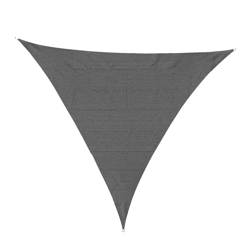 Outsunny 5x5m Triangle Sun Shade Sail Outdoor UV Protection Canopy w/ Steel Rings Ropes UV Block Outdoor Patio Shelter Grey