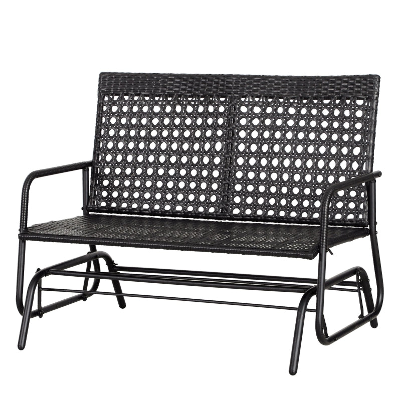 Outsunny 2 Seater Wicker Glider Bench Chair Rocking Chair Outdoor Patio Garden Armchair High Back