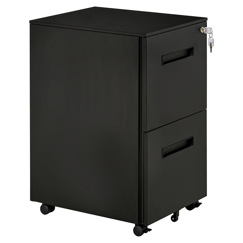 Vinsetto Mobile File Cabinet Vertical Home Office Organizer Filing Furniture with Adjustable Partition for A4 Letter Size, Lockable, Black