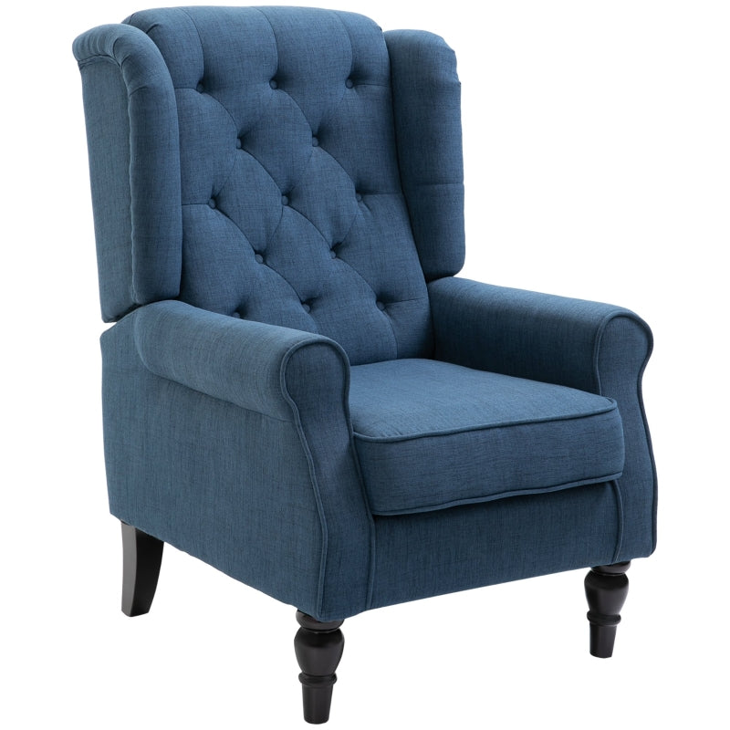 HOMCOM Wingback Accent Chair, Retro Upholstered Button Tufted Occasional Chair for Living Room and Bedroom, Blue