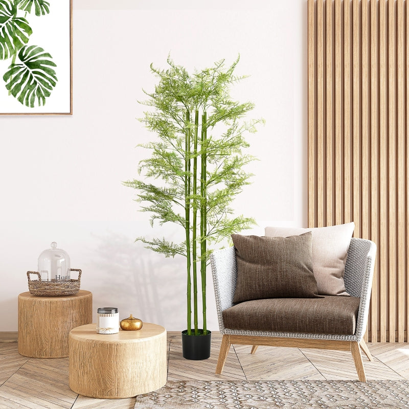 HOMCOM Decorative Artificial Plants Asparagus Fern Tree in Pot Fake Plants for Home Indoor Outdoor Decor, 155cm