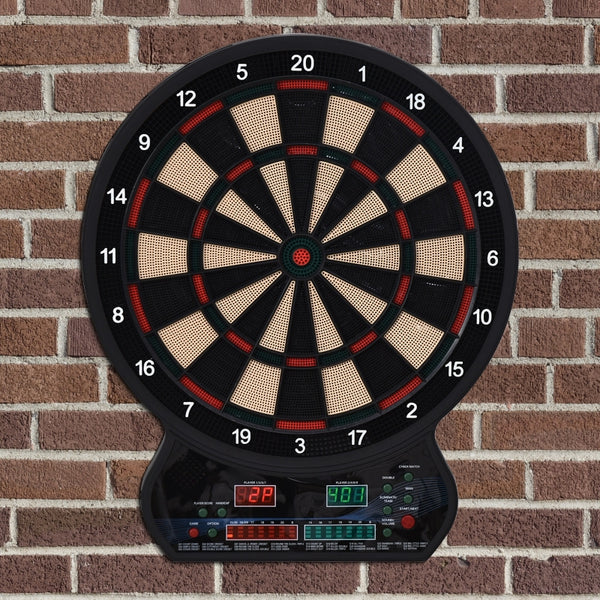 HOMCOM LED Dartboard Electronic Scoreboard 8 Players 27 Games Family Fun w/ 12 Darts 30 Heads Home Office Classic Game