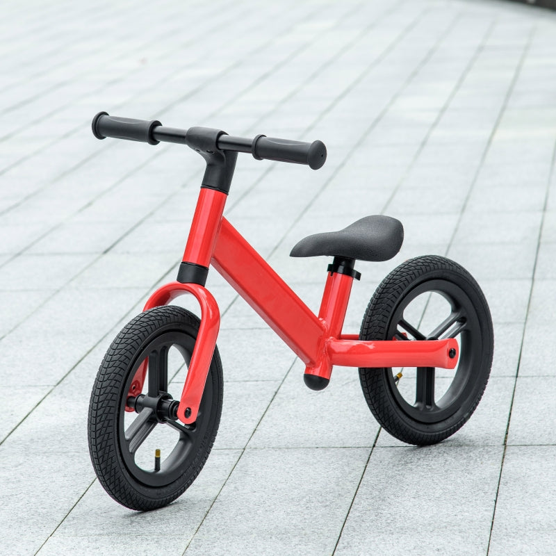 AIYAPLAY 12" Kids Balance Bike, No Pedal Training Bike for Children with Adjustable Seat, 360° Rotation Handlebars - Red