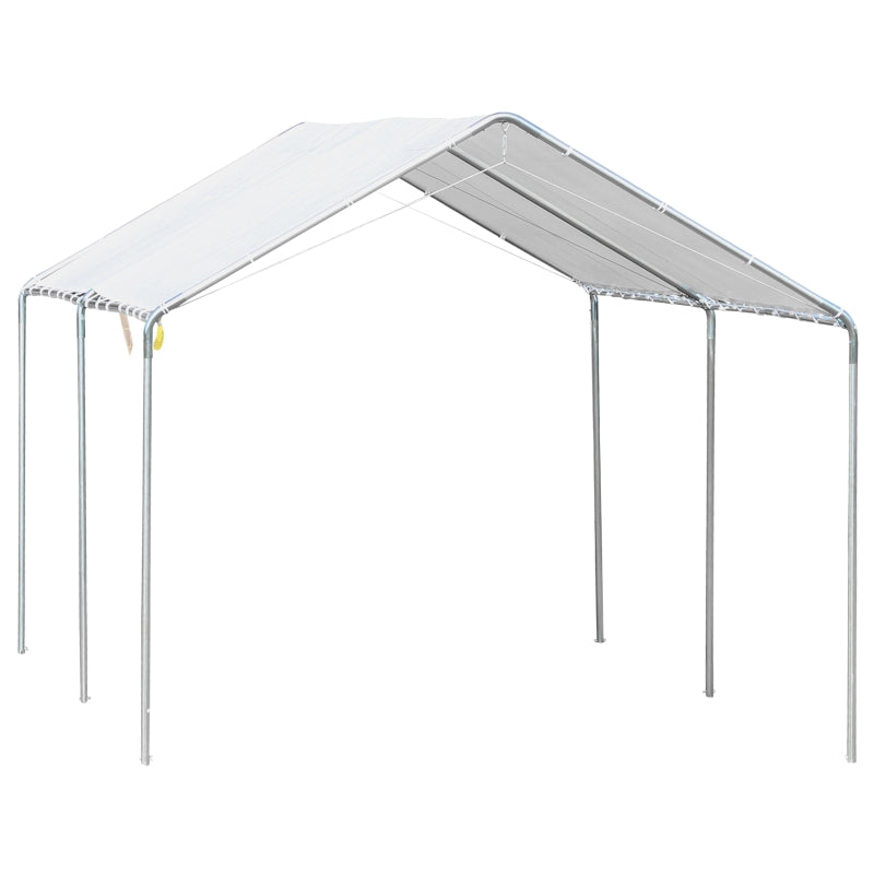 Outsunny 3 x 6m Heavy Duty Carport Garage Car Shelter Galvanized Steel Outdoor Open Canopy Tent Water UV Resistant Waterproof, White