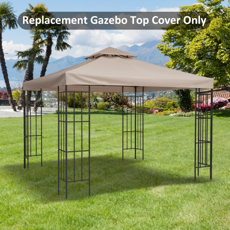 Outsunny 3 x 3(m) Canopy Top Cover for Double Tier Gazebo, Gazebo Replacement Pavilion Roof, Deep Beige (TOP ONLY)