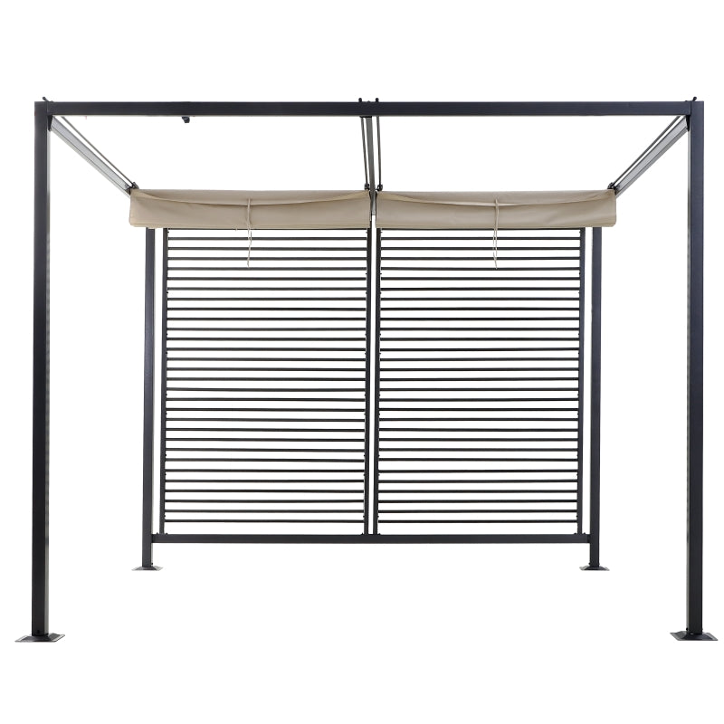 Outsunny 2.8m x 3m Retractable Metal Frame Outdoor Garden Pergola Beige