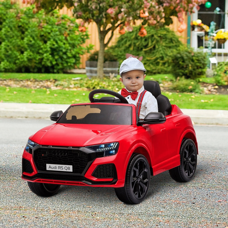 HOMCOM Compatible 6V Battery-powered Kids Electric Ride On Car Audi RS Q8 Toy with Parental Remote Control Music Lights USB MP3 Bluetooth Red