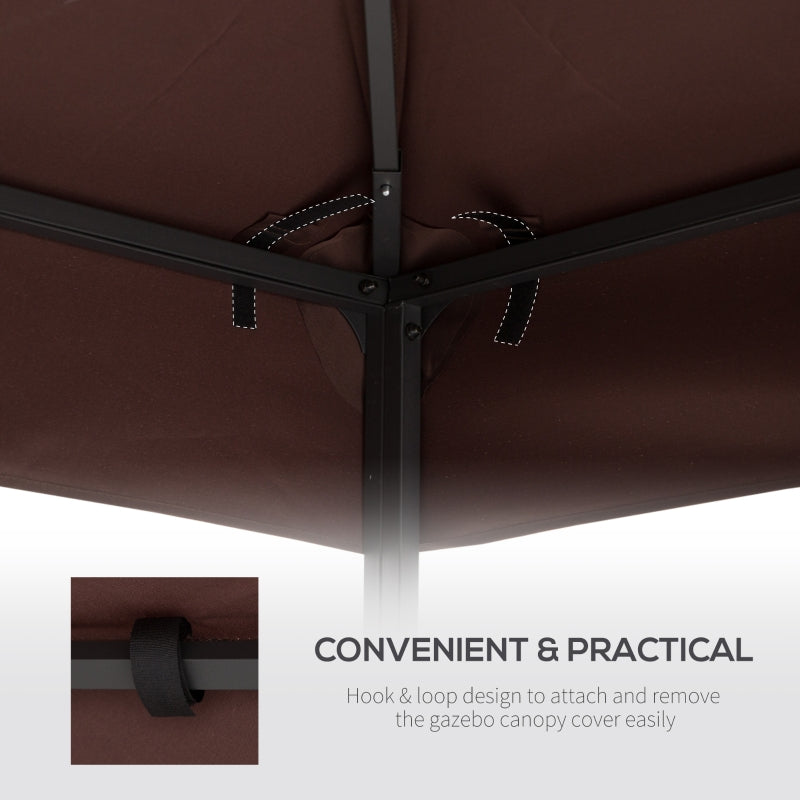 Outsunny 3 x 3(m) Gazebo Replacement Canopies Replacement Cover Spare Part Coffee (TOP ONLY)