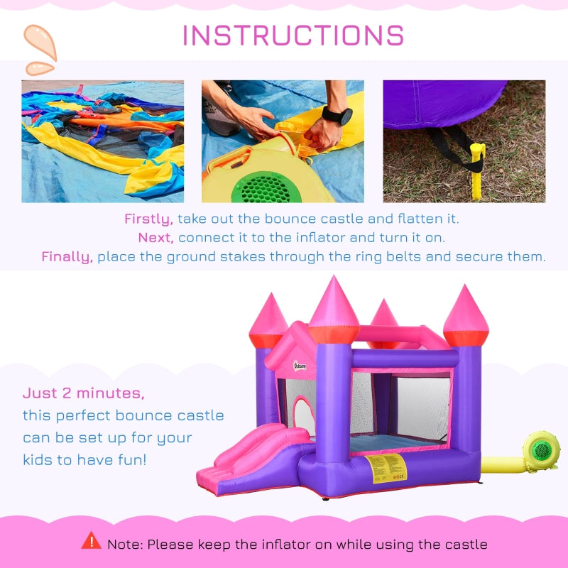 Outsunny Kids Bounce Castle House Inflatable Trampoline Slide 2 in 1 with Inflator for Kids Age 3-12 Multi-color 3.5 x 2.5 x 2.7m