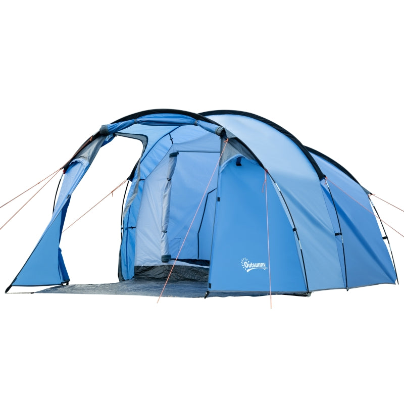 Outsunny 2-3 Man Tunnel Tents w/ Vestibule Camping Tent Porch Air Vents Rainfly Weather-Resistant Shelter Fishing Hiking Festival Shelter Home