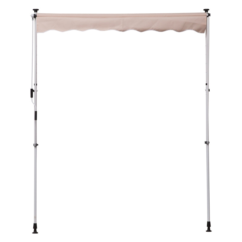 Outsunny 2x1.5m Garden Patio Manual Awning Canopy Sun Shade Shelter Adjustable Aluminium Frame Awning Beige