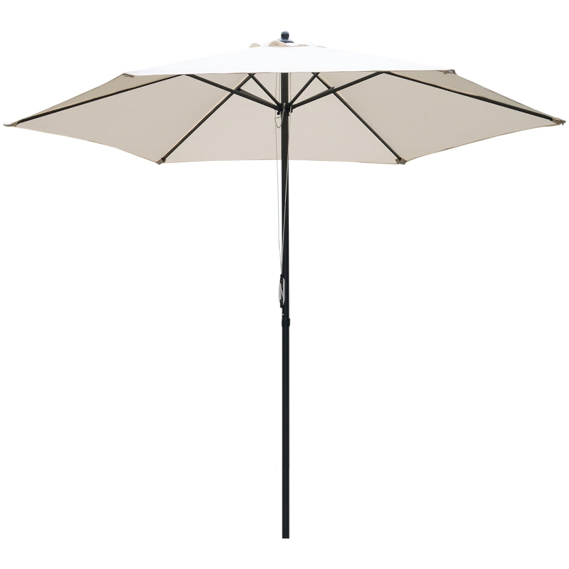 Outsunny 2.8m Garden Parasol Umbrella, Round Outdoor Market Table Umbrella, Parasol Patio Umbrella, 6 Ribs Manual Push, Sun Shade Canopy, Off-White