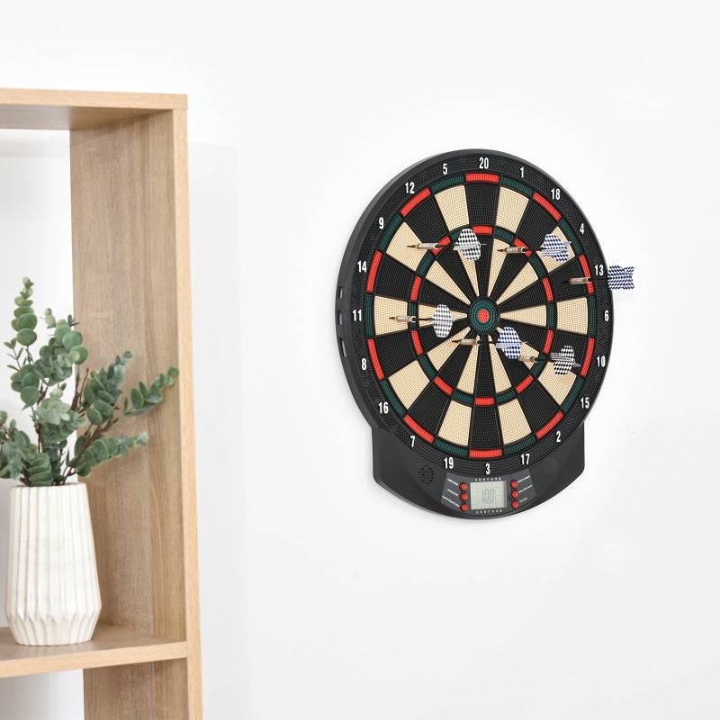 HOMCOM Plastic Electronic Dartboard w/ 6 Darts Black