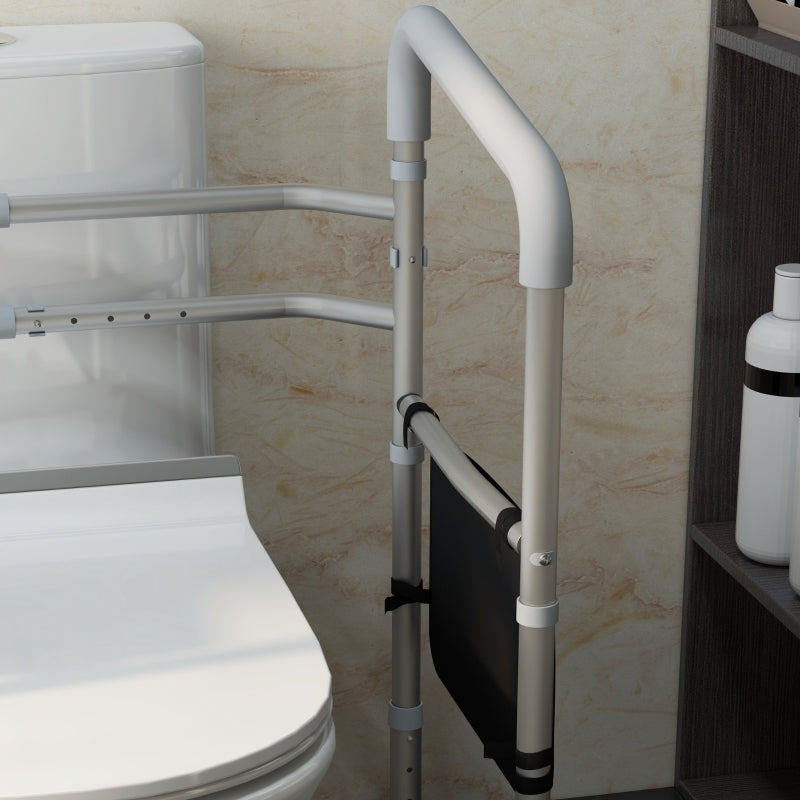 HOMCOM Free Standing Toilet Frame, Height & Width Adjustable Toilet Safety Frame w/ Arms, Additional Suction Cups, Handrail Grab Bar, 136kg Capacity