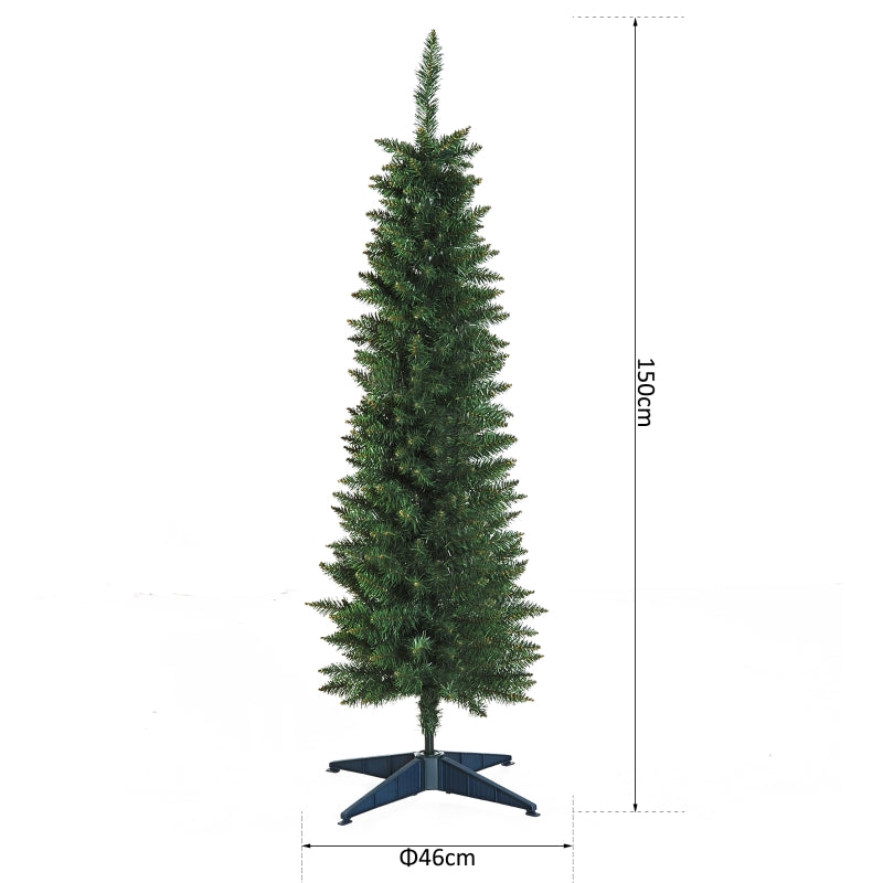 HOMCOM 1.5m Artificial Christmas Pine Tree W/Plastic Stand-Green