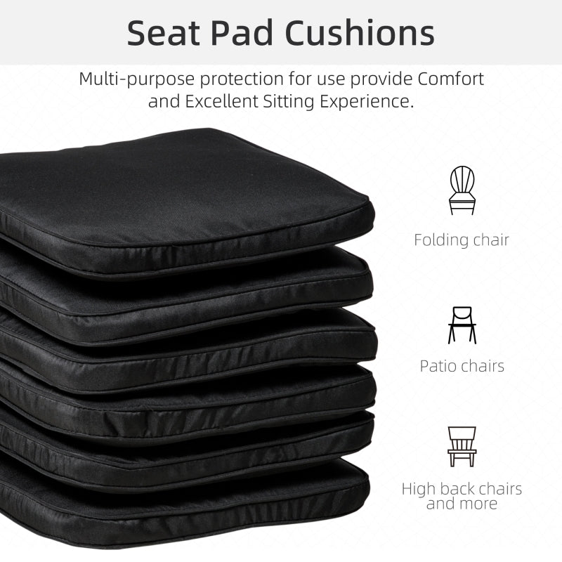 Outsunny Set of 6 Seat Pads Chair Cushion Dining Chair w/ Straps Indoor Outdoor