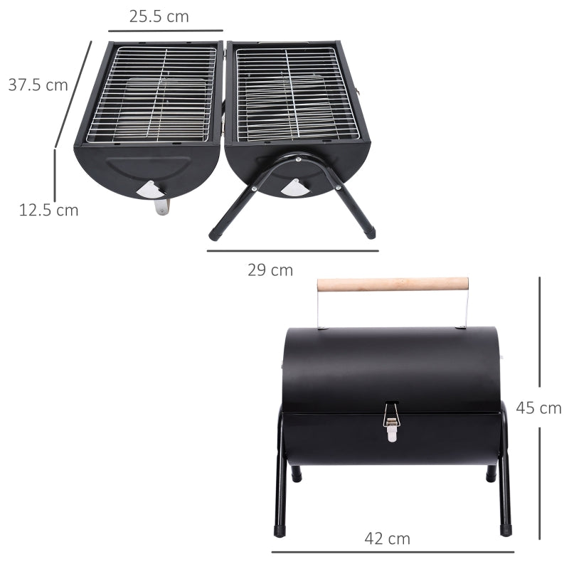 Outsunny Charcoal Grill Portable Folding Charcoal BBQ Grill Outdoor Tabletop Barbecue Grill