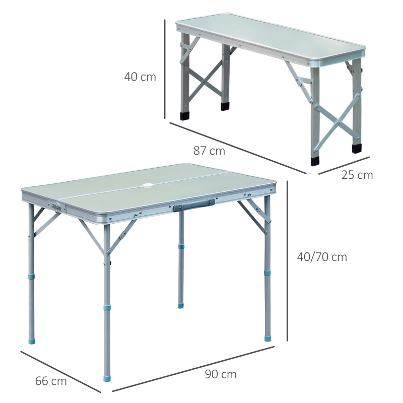 Outsunny 3pc Folding Picnic Table Bench Set Foldable Portable Outdoor Stools Garden BBQ Patio Party Camping Aluminum