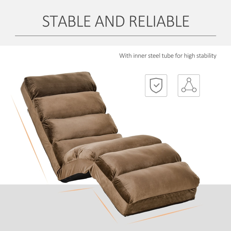 HOMCOM Lounge Sofa Bed Folding Adjustable Floor Lounger Sleeper Futon Mattress Seat Chair w/Pillow (Brown)