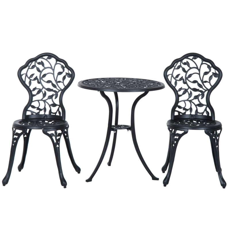 Outsunny 3 Pcs Cast Aluminum Bistro Set Garden Furniture Dining Table Chairs Antique Outdoor Seat Patio Seater