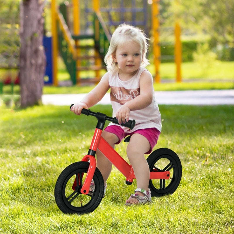 AIYAPLAY 12" Kids Balance Bike, No Pedal Training Bike for Children with Adjustable Seat, 360° Rotation Handlebars - Red