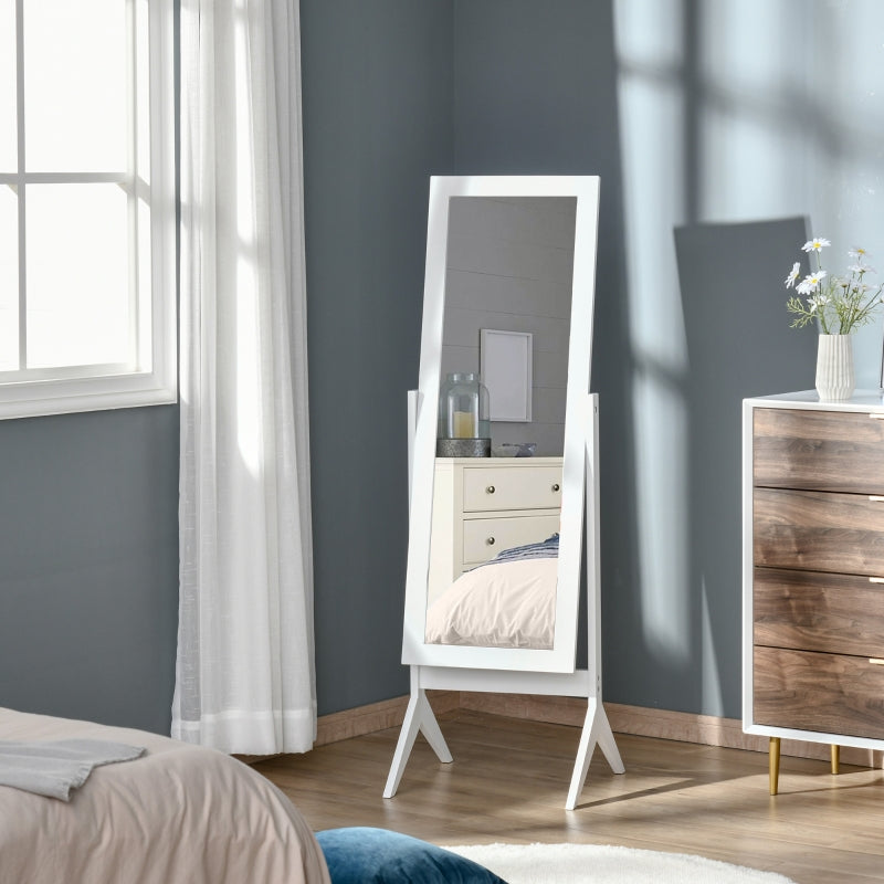 HOMCOM Freestanding Dressing Mirror Bedroom Tall Adjustable Angle 148x47cm White