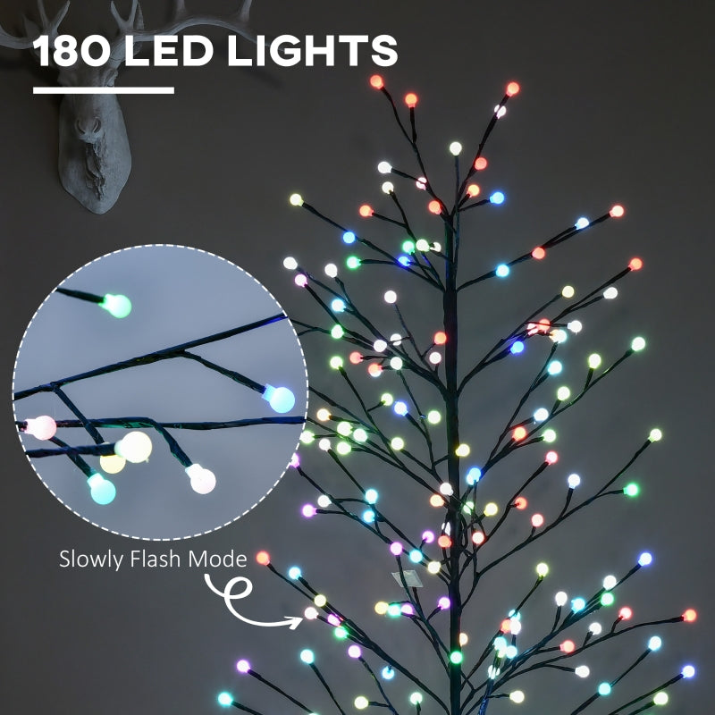 HOMCOM 6ft Artificial Tree Light with 180 Colour LED Light for Home Party, Indoor and Covered Outdoor Use