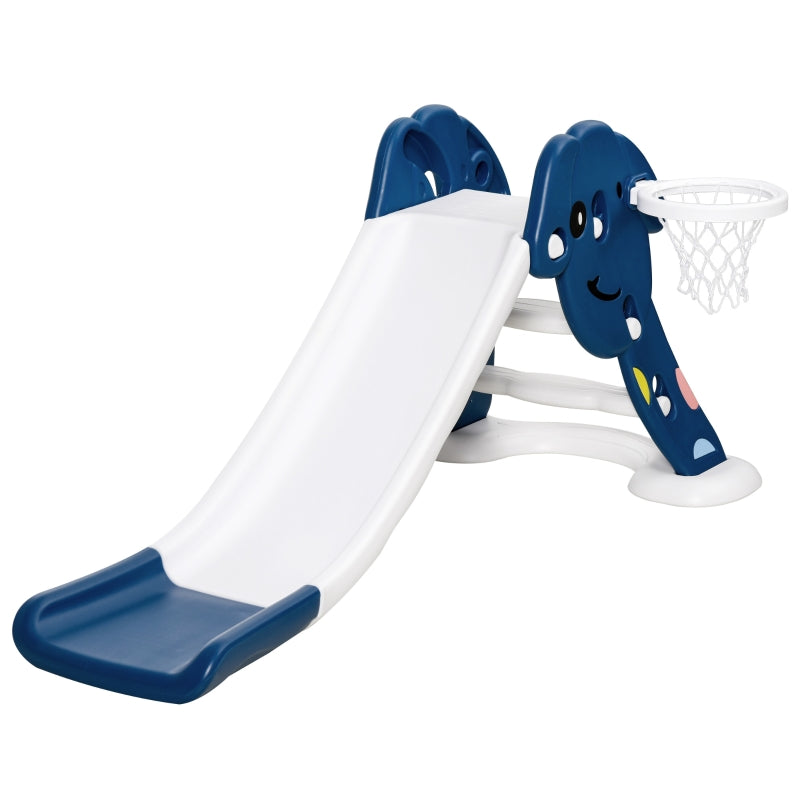 HOMCOM Kids Slide with Basketball Hoop Toddler Climber Freestanding Slider Playset Playground Slipping Slide Indoor Outdoor Exercise Toy Blue