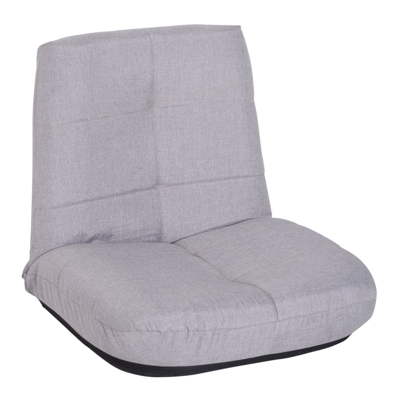 HOMCOM Floor Lazy Sofa Chair 5 - Position Adjustable Recliner 180 Degree Swivel Legless Linen Seater Thick Padding High Density Comfort Reclining