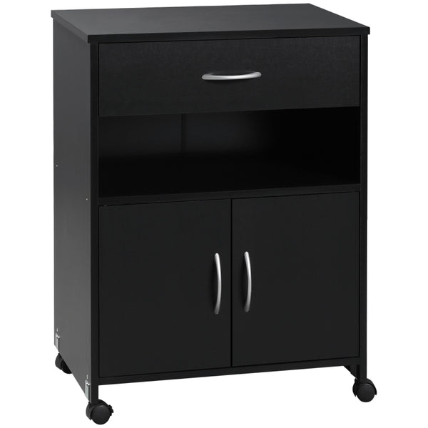 VinsettoPrinter Table, Mobile Printer Cabinet with Storage, Open Shelf, Drawer for Home, Office, Black