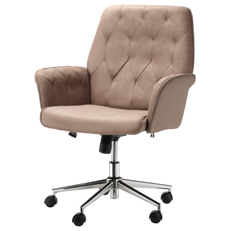 Vinsetto Micro Fibre Office Chair Mid Back Computer Desk Chair with Adjustable Seat, Arm, Brown