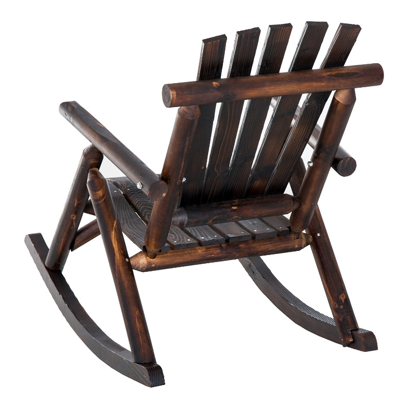 Outsunny Outdoor Rocking Chair Fir Wood Rustic Patio Adirondack Rocking Chair Traditional Rustic Style & Pure Comfort