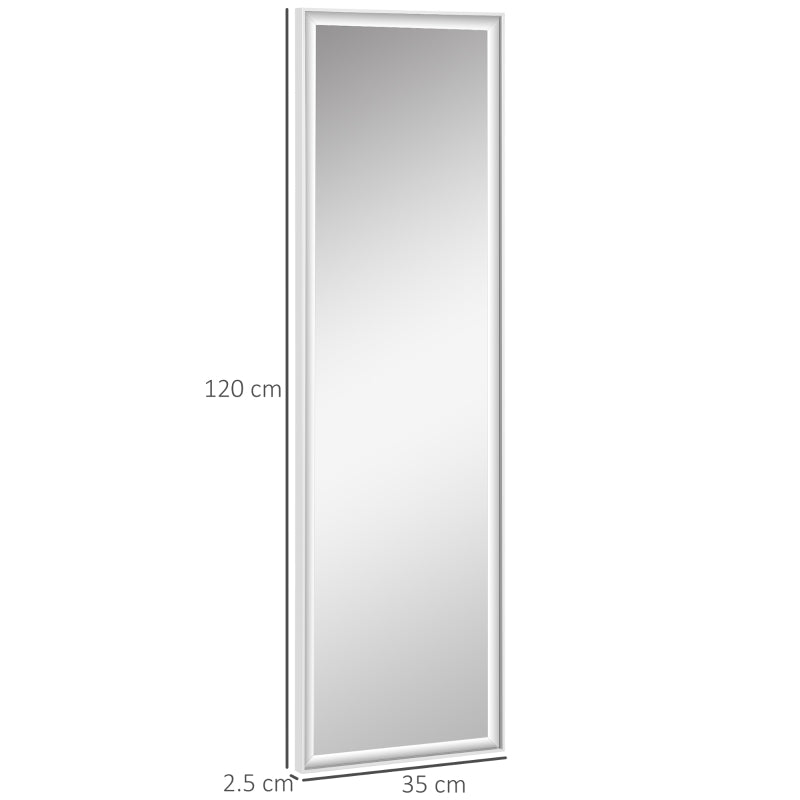 HOMCOM Full Length Mirror Wall-Mounted, Rectangle Dressing Mirror for Bedroom, Living Room, White