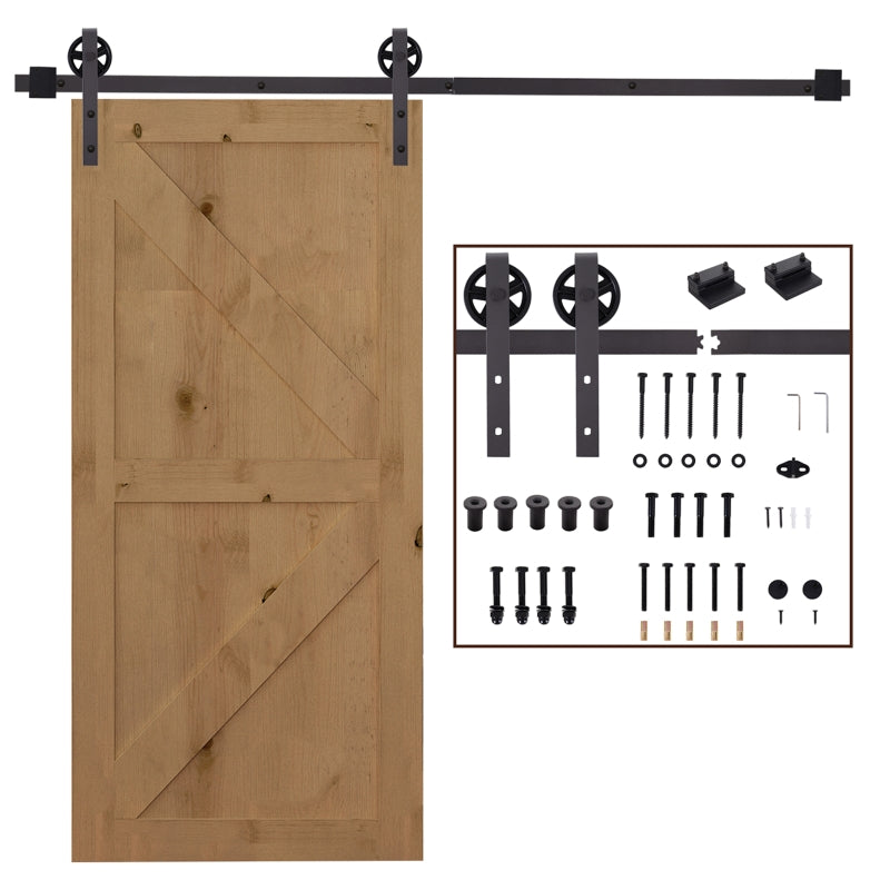 HOMCOM Modern Sliding Barn Door Closet Hardware Track Kit Track System Unit for Single Wooden Door 6FT/1830mm