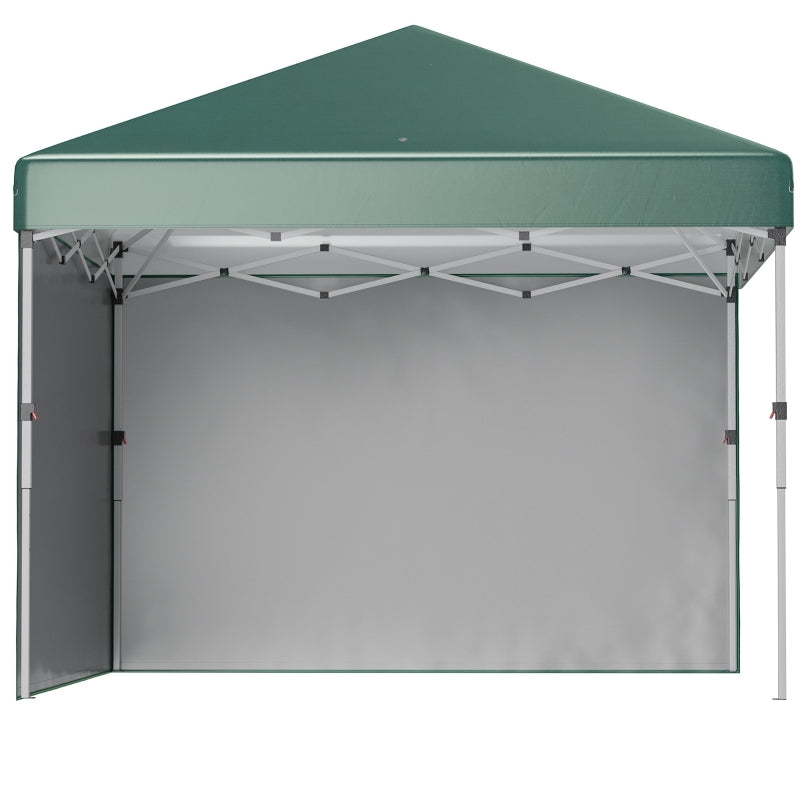 Outsunny 3 x 3 (M) Pop Up Gazebo with 2 Sidewalls, Leg Weight Bags and Carry Bag, Height Adjustable Party Tent Event Shelter for Garden, Patio, Green