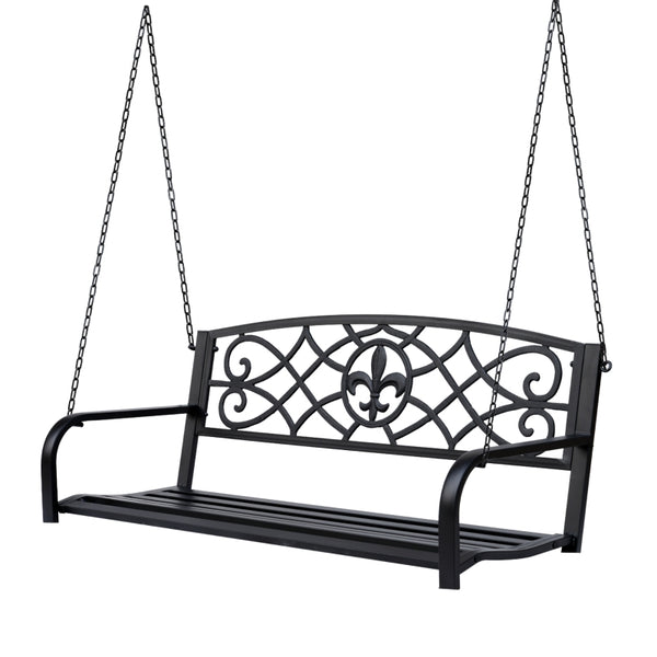 Outsunny Outdoor Porch Swing Seat Bench with Chains for the Yard, Deck, & Backyard, Black