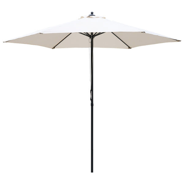 Outsunny 2.8m Garden Parasol Umbrella, Round Outdoor Market Table Umbrella, Parasol Patio Umbrella, 6 Ribs Manual Push, Sun Shade Canopy, Off-White