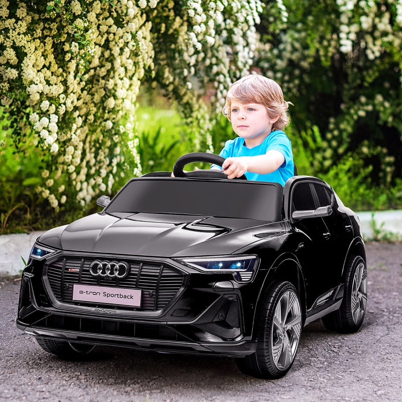 HOMCOM Kids Electric Ride-On Sports Car, 12V Two Motors Battery Powered Toy w/ Remote Control, Lights, Music, Horn - Black