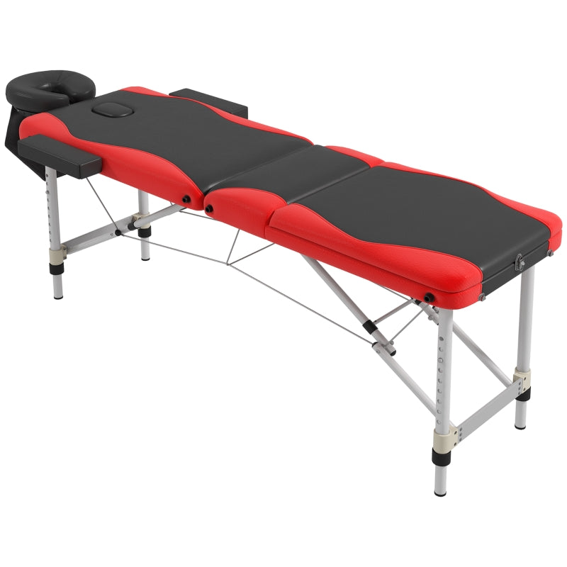 HOMCOM Foldable Massage Table Professional Salon SPA Facial Couch Bed Black and Red