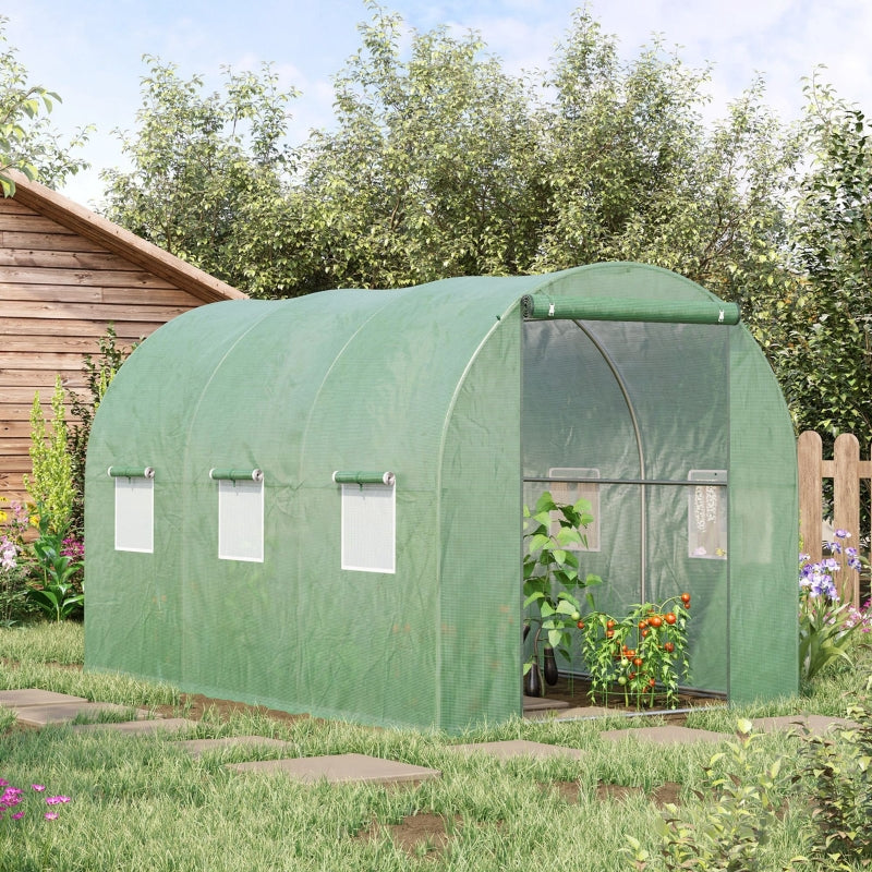 Outsunny Walk in Polytunnel Outdoor Garden Greenhouse with Windows and Door (3 x 2M)