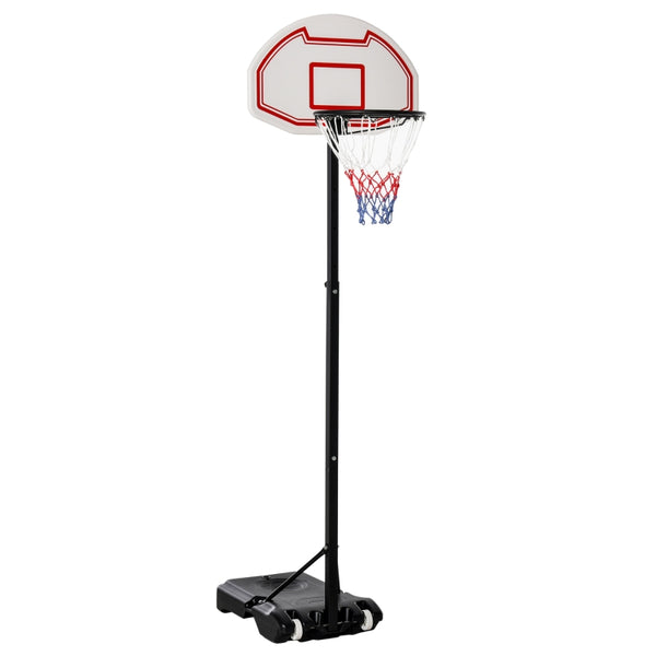 HOMCOM Portable Basketball Stand Net Hoop W/ Wheels-Black/White