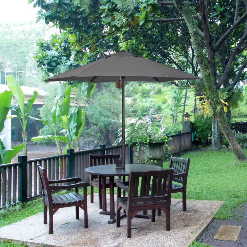 Outsunny 2m Patio Parasols Umbrellas, Outdoor Sun Shade with 6 Sturdy Ribs for Balcony, Bench, Garden, Dark Grey