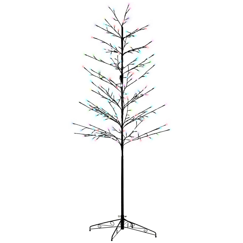 HOMCOM 6ft Artificial Tree Light with 180 Colour LED Light for Home Party, Indoor and Covered Outdoor Use