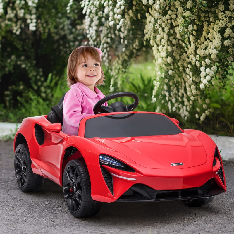 HOMCOM Mclaren Licensed Kids Electric Ride on Car with Butterfly Doors, 12V Powered Electric Car with Remote Control, Horn, Headlights, MP3