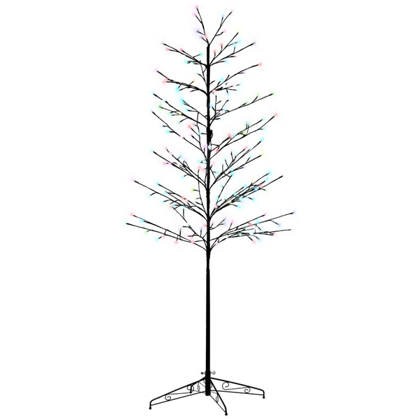 HOMCOM 6ft Artificial Tree Light with 180 Colour LED Light for Home Party, Indoor and Covered Outdoor Use