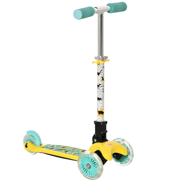 HOMCOM Scooter for Kids Toddler Foldable Kick Scooter with 3 Wheel Adjustable Height Flashing Wheels for Boys and Girls 3-8 Years Yellow