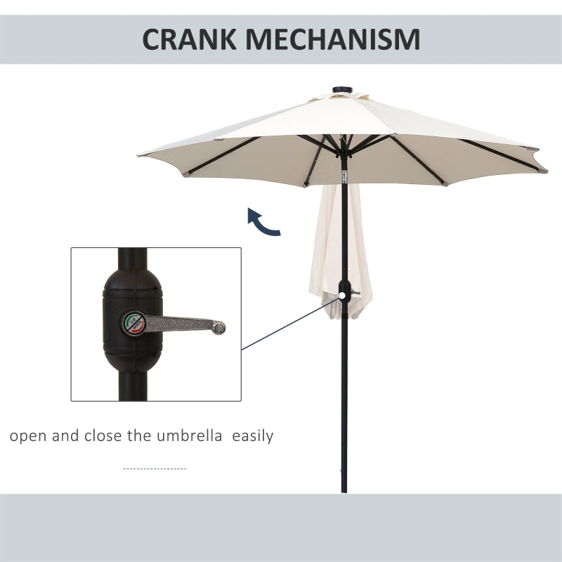 Outsunny 24 LED Solar Powered Parasol Umbrella-Creamy White